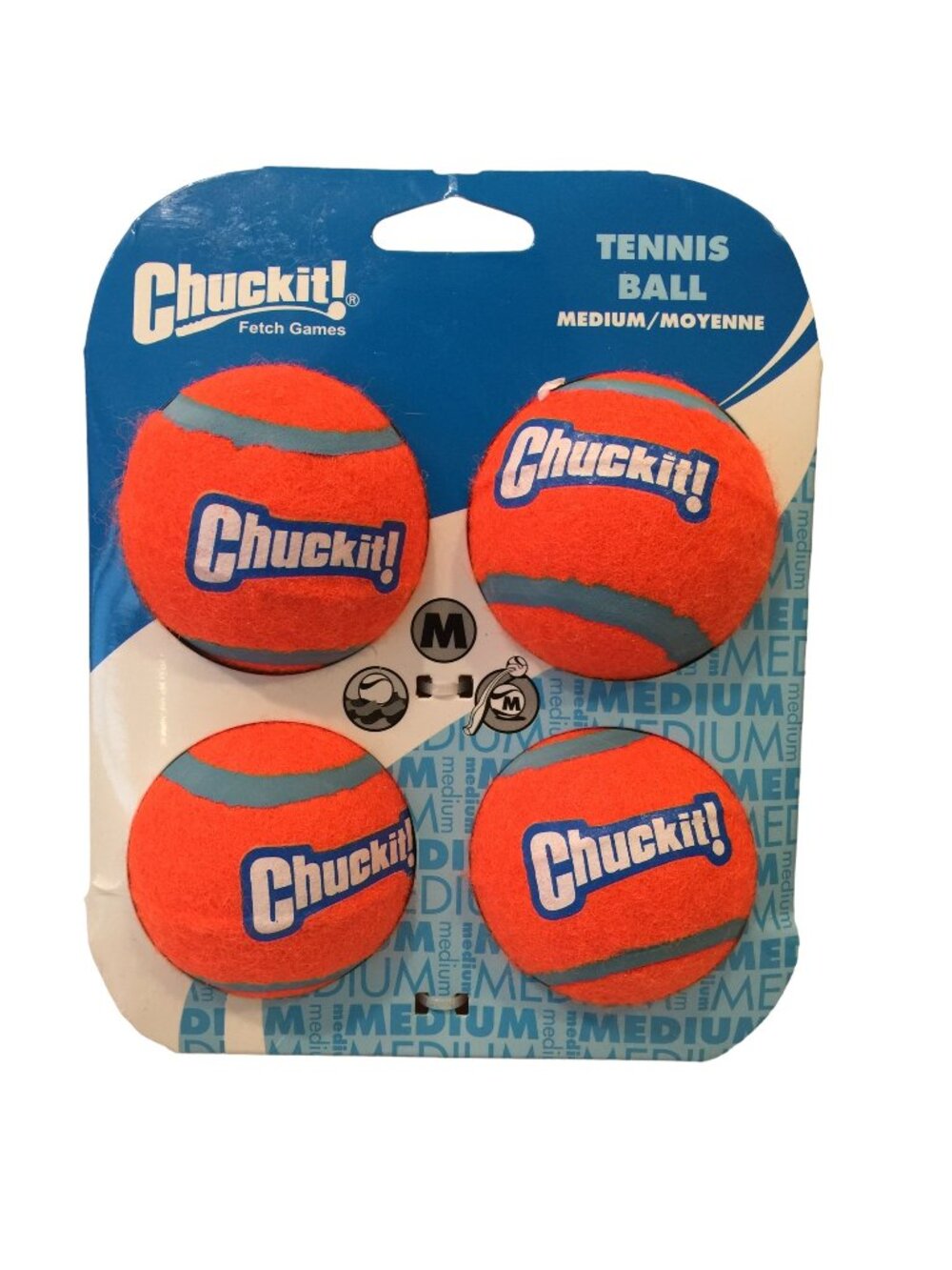 CHUCKIT! Tennis Balls Medium Set of 4 Orange Aqua Dog Toy